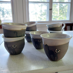 Kaffekopp katt gråvit